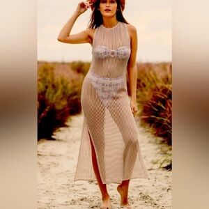 Altard state beach swimsuit coverup woven XS beige